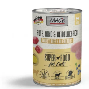 Begrenztes Angebot Sparpaket 24 x 400 g Mac's Pute & Heidelbeeren Adult Katzen Nassfutter